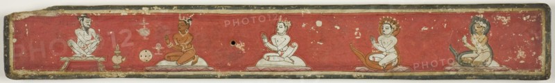 Hindu Manuscript Cover with Two Disciples and a Naga King and Queen..., late 15th/early 16th cent. Creator: Unknown.