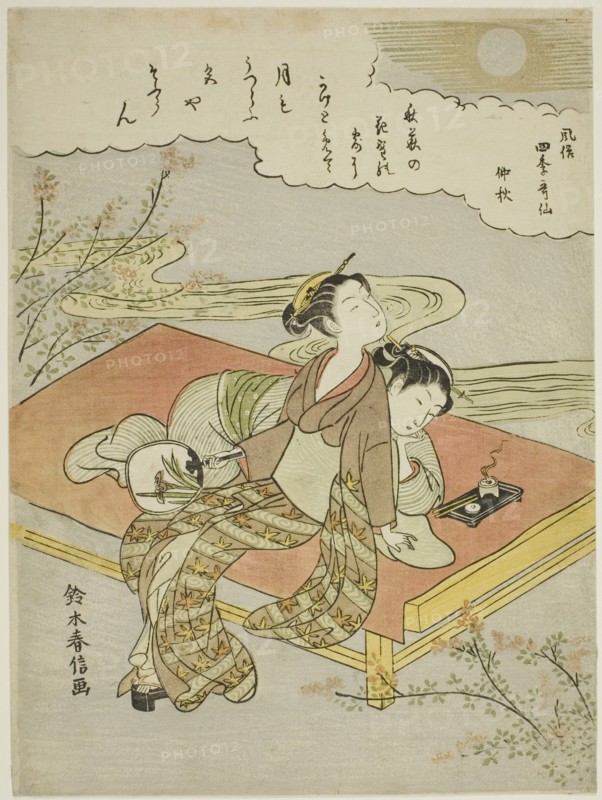 The Eighth Month (Chushu), from the series "Popular Versions of Immortal Poets in Four..., c. 1768. Creator: Suzuki Harunobu.