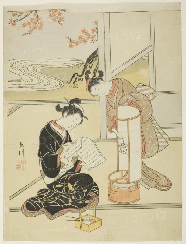 The Evening Glow of a Lamp (Andon no sekisho), from the series "Eight Views...", c. 1766. Creator: Suzuki Harunobu.