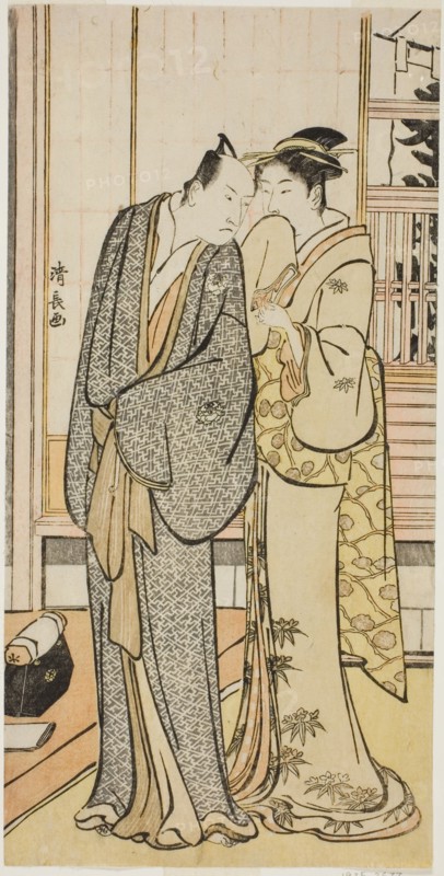 The Actor Ichikawa Yaozo III with a geisha, from an untitled series of prints showing...c1783/84. Creator: Torii Kiyonaga.