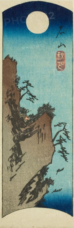 Autumn Moon at Ishiyama (Ishiyama shugetsu), section of a sheet from the series "Eight..., c1847/52. Creator: Ando Hiroshige.