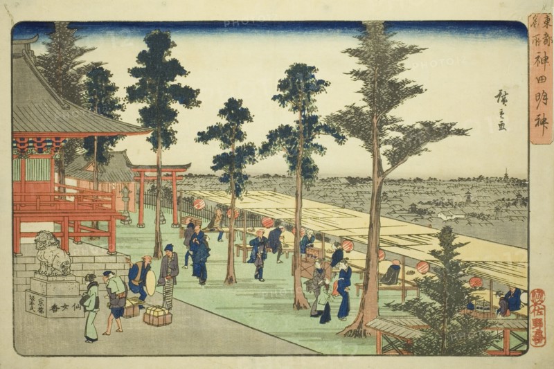 Kanda Myojin Shrine (Kanda Myojin), from the series "Famous Places in the Eastern...", c. 1832/38. Creator: Ando Hiroshige.