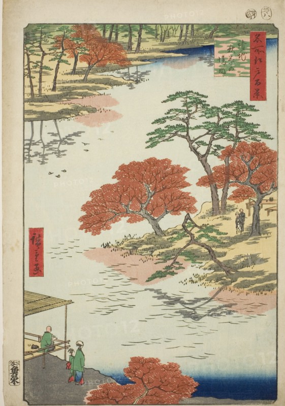 Precints of the Akiba Shrine, Ukeji (Ukeji Akiba no keidai), from the series "One Hundred..., 1857. Creator: Ando Hiroshige.