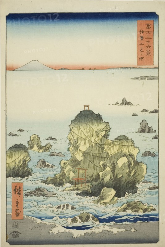 Futami Bay in Ise Province (Ise Futamigaura), from the series "Thirty-six Views of Mount..., 1858. Creator: Ando Hiroshige.