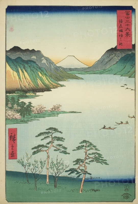Lake Suwa in Shinano Province (Shinshu Suwa no mizuumi), from the series "Thirty-six..., 1858. Creator: Ando Hiroshige.