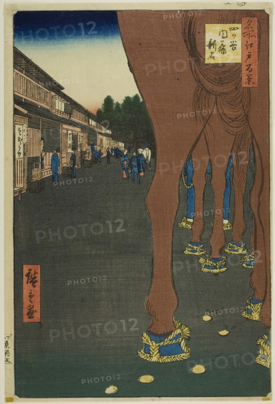 Naito Shinjuku at Yotsuya (Yotsuya Naito Shinjuku), from the series “One Hundred Famous..., 1857. Creator: Ando Hiroshige.