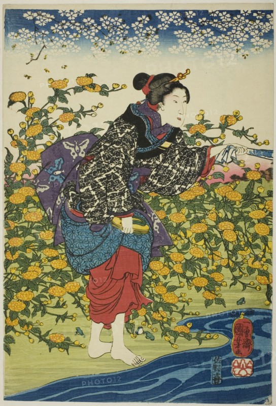 The Ide Jewel River in Yamashiro Province (Yamashiro kuni Ide no Tamagawa), from an..., c. 1847/52. Creator: Utagawa Kuniyoshi.
