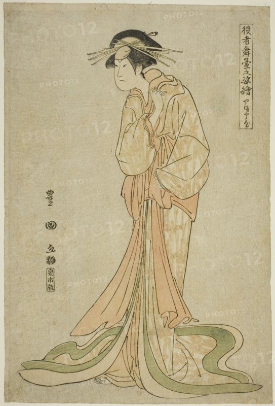 Yamatoya: Iwai Hanshiro IV as Okaru, from the series "Portraits of Actors on Stage...", 1795. Creator: Utagawa Toyokuni I.