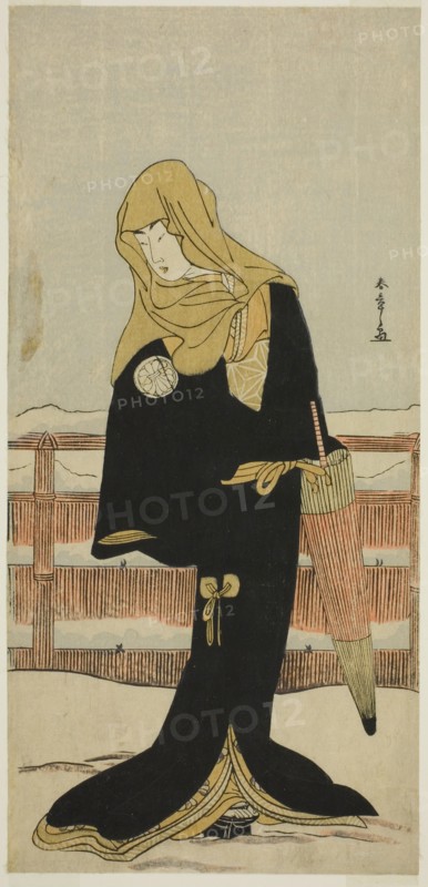 The Actor Segawa Kikunojo III as the Lady-in-Waiting Suho Disguised as Tsunokuniya Tsun..., c. 1781. Creator: Shunsho.