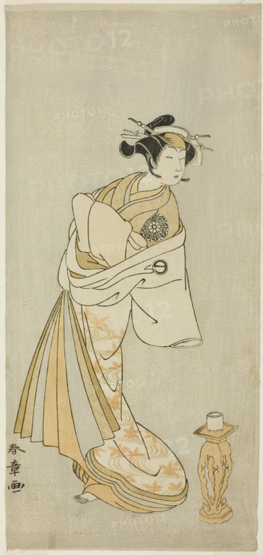 The Actor Nakamura Noshio I as the Spirit of the Courtesan Takao, in the Shosagoto Danc..., c. 1772. Creator: Shunsho.