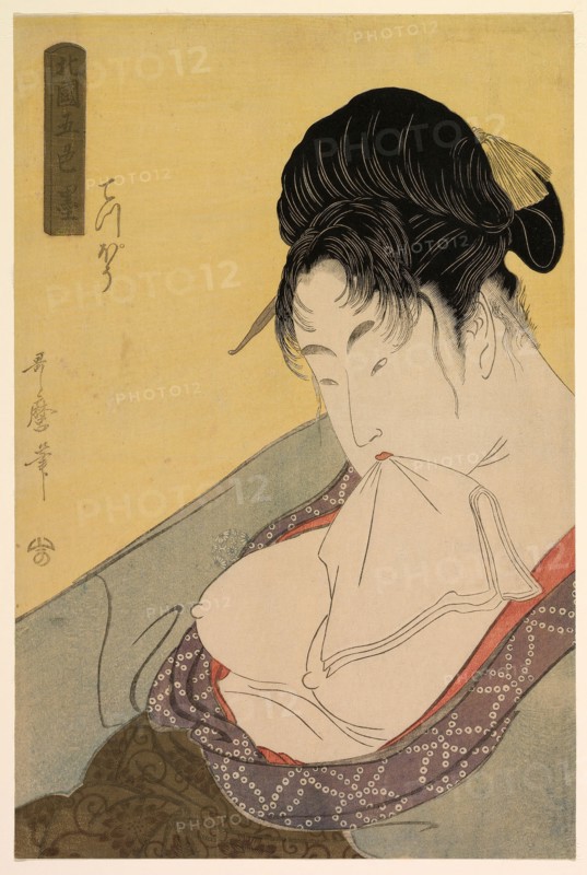 A Low Class Prostitute (Gun [teppo]), from the series "Five Shades of Ink in the..., c. 1794/95. Creator: Kitagawa Utamaro.