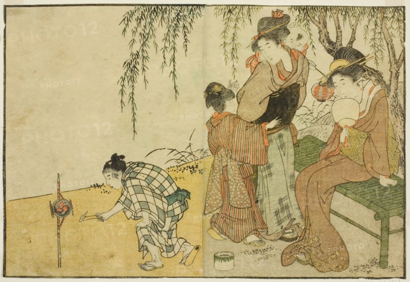 Enjoying Fireworks, from the illustrated book "Picture Book: Flowers of the Four Seasons..., 1801. Creator: Kitagawa Utamaro.