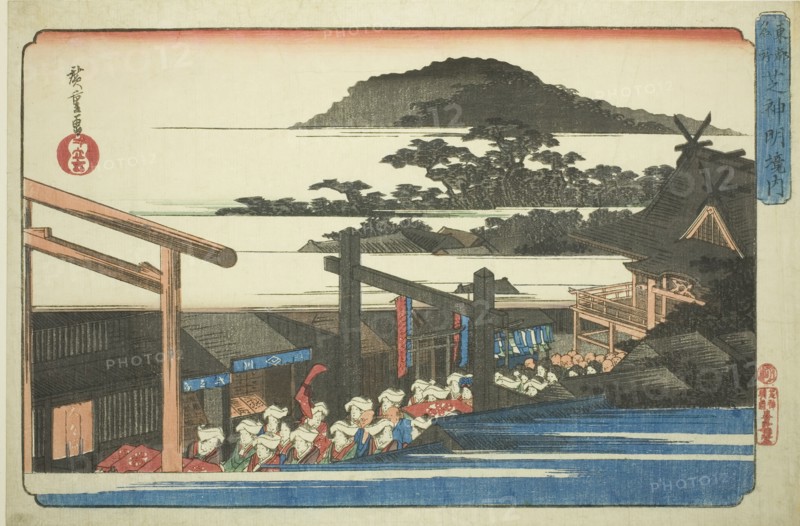 Precincts of the Shiba Shinmei Shrine (Shiba Shinmei keidai), from the series "Famous...,c. 832/38. Creator: Ando Hiroshige.