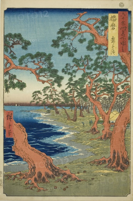 Harima Province: Maiko Beach (Harima, Maiko no hama), from the series "Famous Places..., 1853. Creator: Ando Hiroshige.