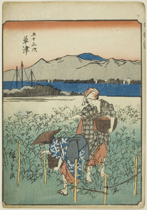 Kusatsu, from the series "Fifty-three Stations [of the Tokaido] (Gojusan tsugi)," also..., 1852. Creator: Ando Hiroshige.