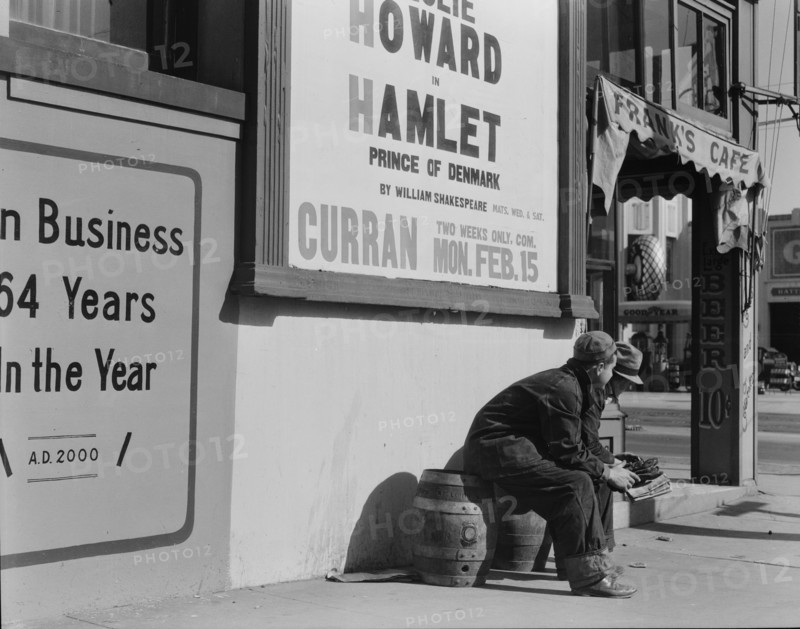 Striking longshoremen during the waterfront strike in San Francisco, California, 1937. Creator: Dorothea Lange.