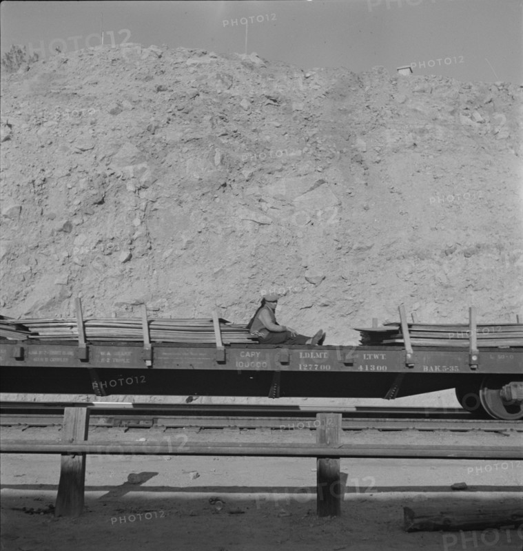 Freight train going east near Yuma, Arizona, 1937. Creator: Dorothea Lange.