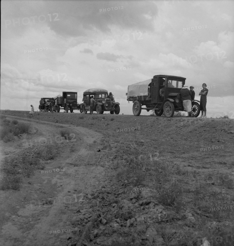Drought refugee families from Oklahoma on road to Roswell, New Mexico, near Lordsburg, 1937. Creator: Dorothea Lange.