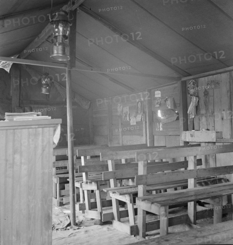 Assembly of God in tent by the roadside, Cache County, Oklahoma, 1937. Creator: Dorothea Lange.