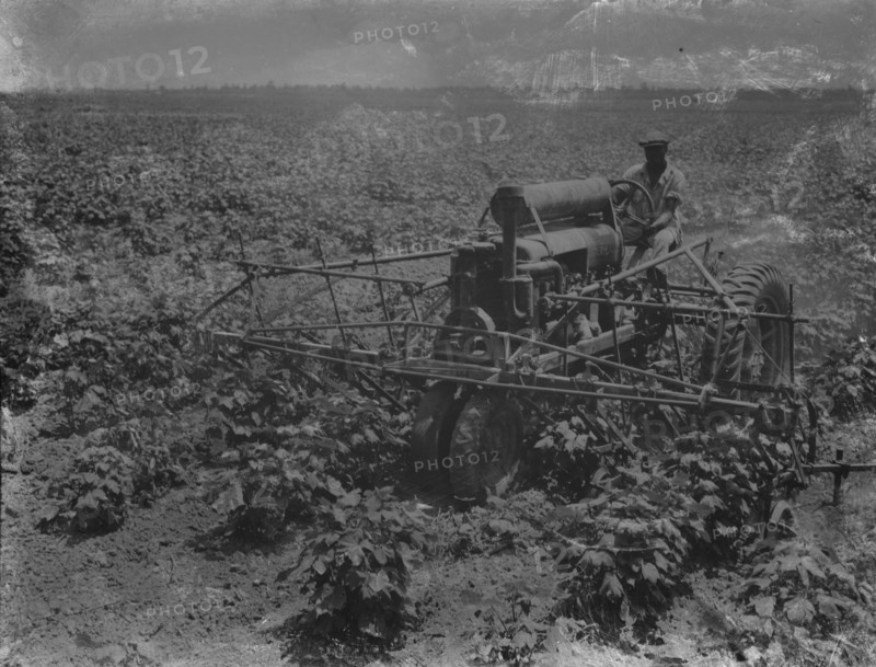 Tractor and integrated four-row cultivator, Aldridge Plantation, near Leland, Mississippi, 1937. Creator: Dorothea Lange.