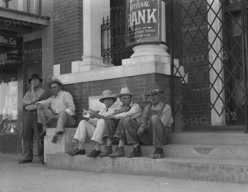 On the steps of the bank in the public square, Memphis, Texas, 1937. Creator: Dorothea Lange.