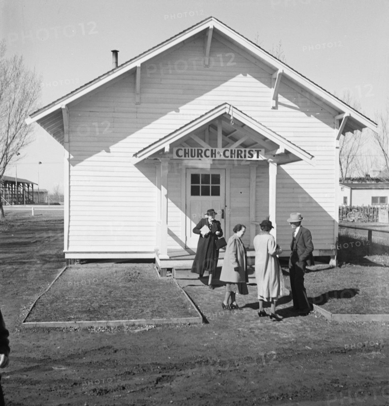 Sunday morning service, Tranquillity, California, 1938. Creator: Dorothea Lange.