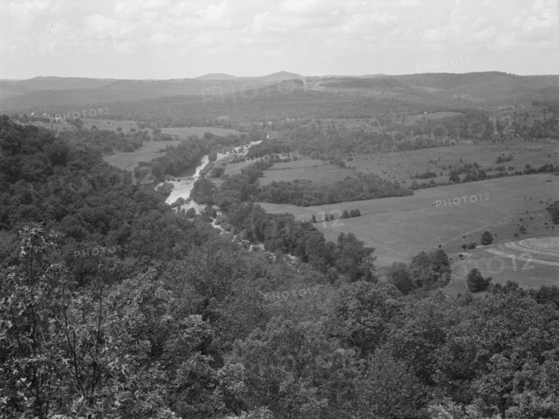 Ozark Mountains seen from U.S. 62, North Central Arkansas, 1939. Creator: Dorothea Lange.
