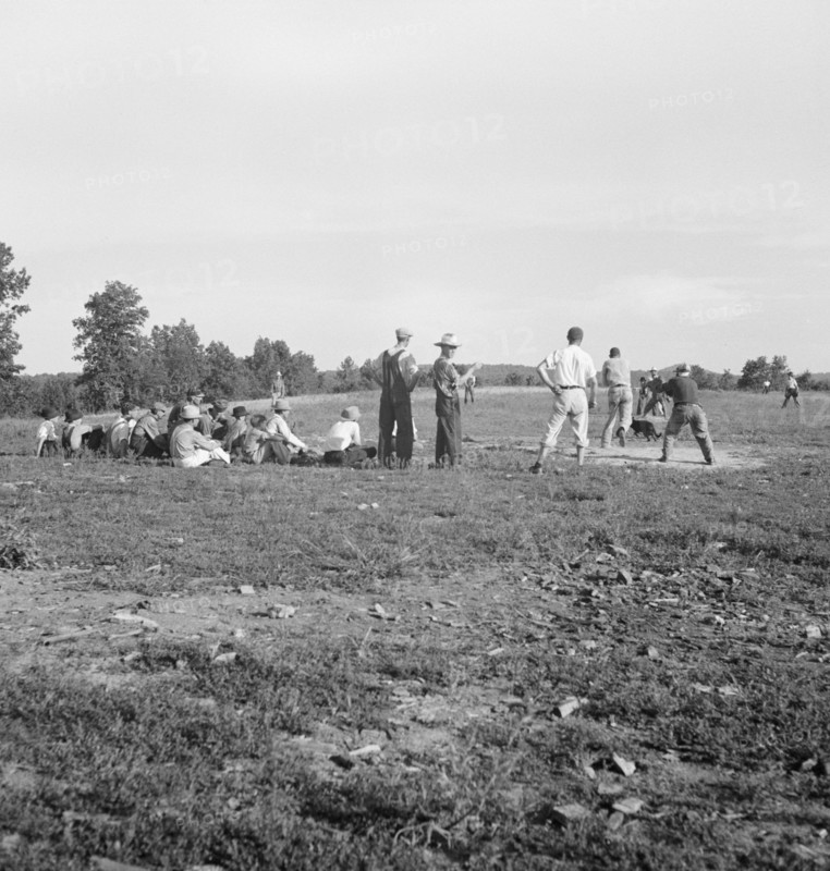 Farmers' baseball game in the country..., near Mountain Home, northern Arkansas, 1938. Creator: Dorothea Lange.