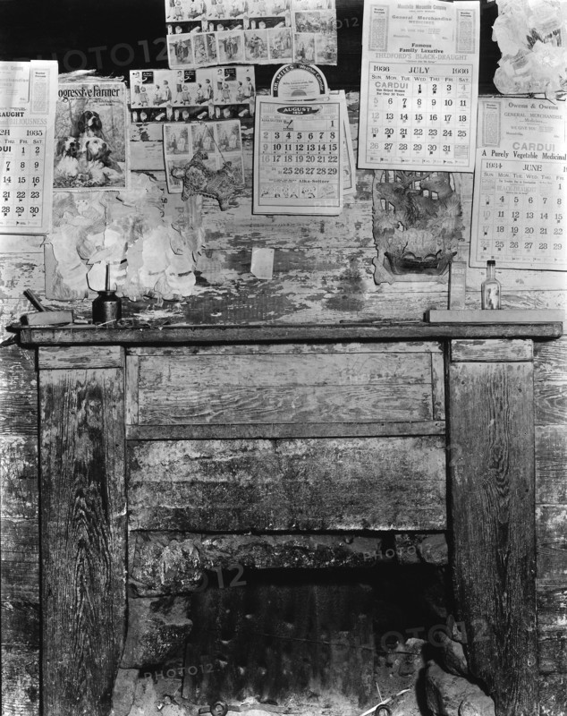 Fireplace in Frank Tengle's home, Hale County, Alabama, 1936. Creator: Walker Evans.