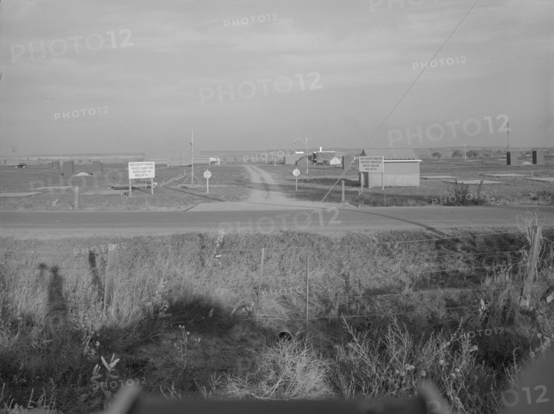 Entrance to Nyssa Farm family labor camp, FSA mobile unit...1, Near Nyssa, Oregon, 1939. Creator: Dorothea Lange.