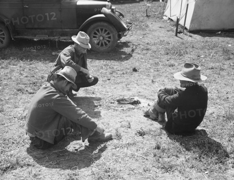 Idle migrants, foothills north of San Jose, California, 1939. Creator: Dorothea Lange.