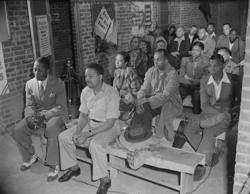 Air raid wardens' meeting in zone nine, Southwest area, Washington, D.C, 1942. Creator: Gordon Parks.