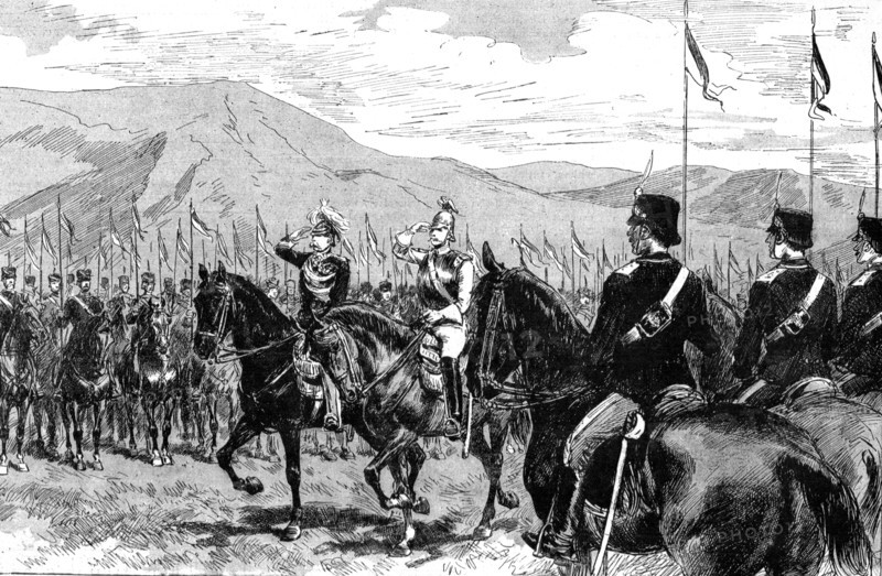 ''The Visit of the German Emperor to Rome; the Emperor and the King of Italy passing between lines o Creator: Unknown.