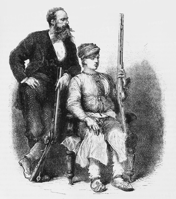 'The Maharajah of Oodeypore and the British Resident', c1891. Creator: James Grant.