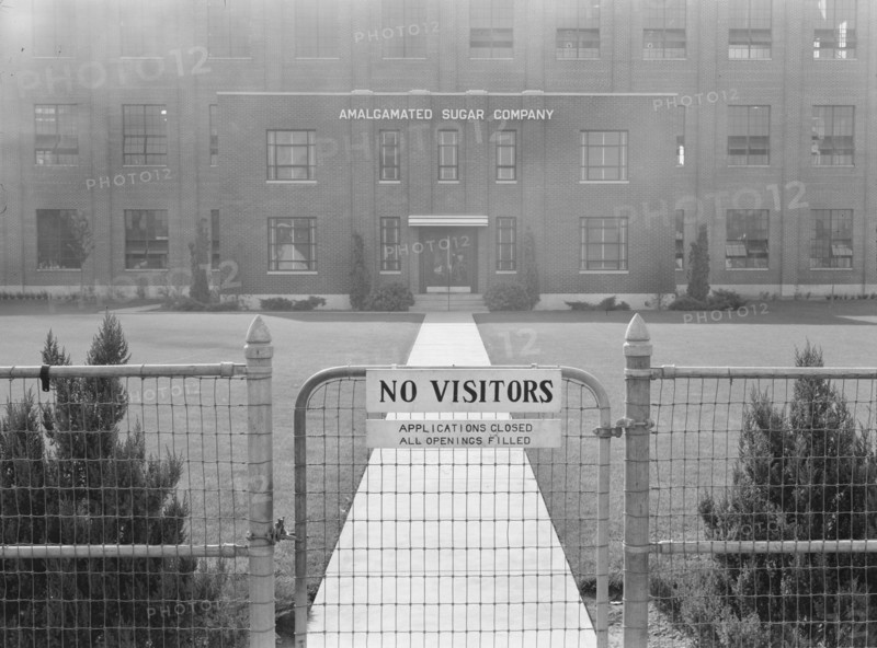 Entrance to Amalgamated Sugar Company factory at opening..., Nyssa, Malheur County, Oregon, 1939. Creator: Dorothea Lange.