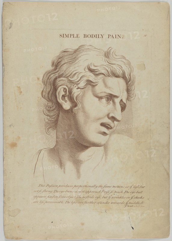 Simple Bodily Pain (from Heads Representing the Various Passions of the Soul; as they are ..., 1765. Creator: Anon.