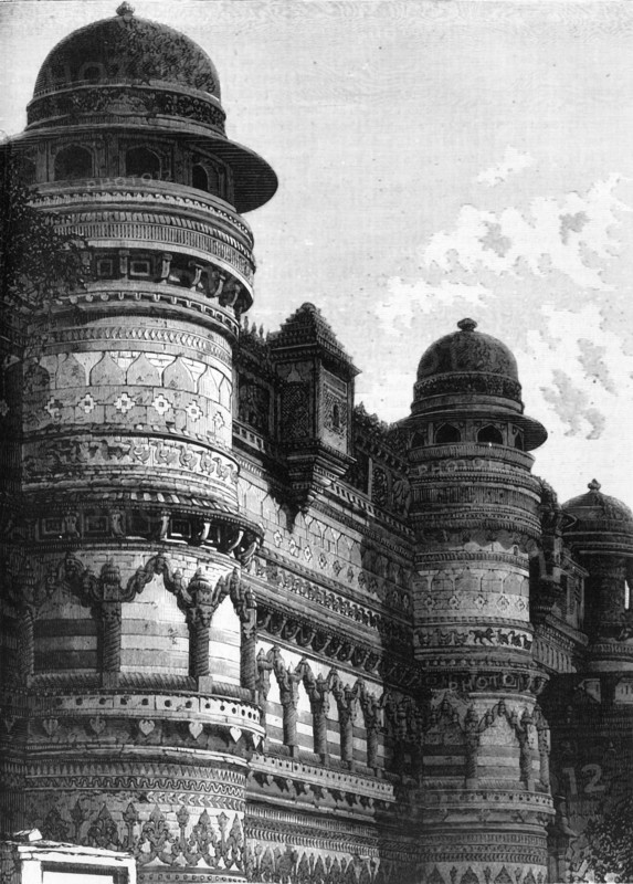 'Side Wall of the Pâl Palace, Gwalior', c1891. Creator: James Grant.