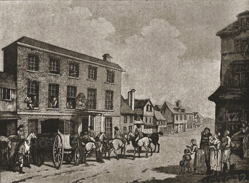 ''A Trip to Brighton a Hundred Years Ago; "The White Hart" at Reigate, c1788', 1888. Creator: Unknown.