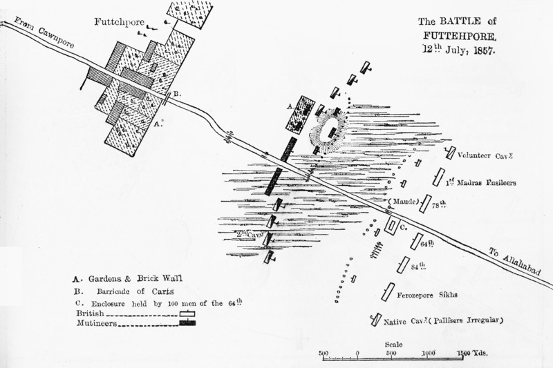 'Plan of the Battle of Futtehpore', c1891. Creator: James Grant.