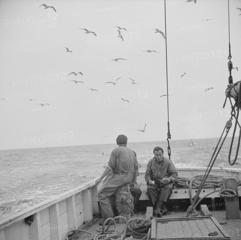 On board the fishing boat Alden, out of Gloucester, Massachusetts, 1943. Creator: Gordon Parks.