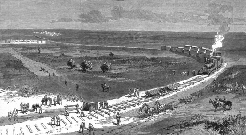 ''The Russians in Central Asia, view of the Transcaspian Railway', 1888. Creator: Unknown.