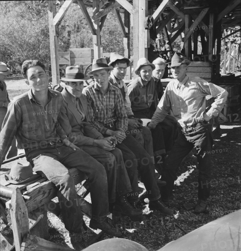 Men working in mill, Ola self-help sawmill co-op, Gem County, Idaho, 1939. Creator: Dorothea Lange.
