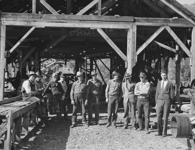 Men working in mill, Ola self-help sawmill co-op, Gem County, Idaho, 1939. Creator: Dorothea Lange.