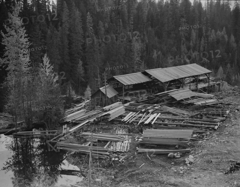 Small privately owned mill in the woods..., Mission Creek, Boundary County, Idaho, 1939. Creator: Dorothea Lange.