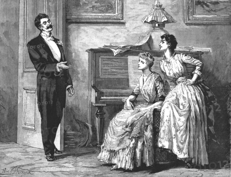 '" Madame Leroux"; By Francis Eleanor Trollope; "Goodness,Jersey, what a swell you are!"...', 1890. Creator: Percy Macquoid.