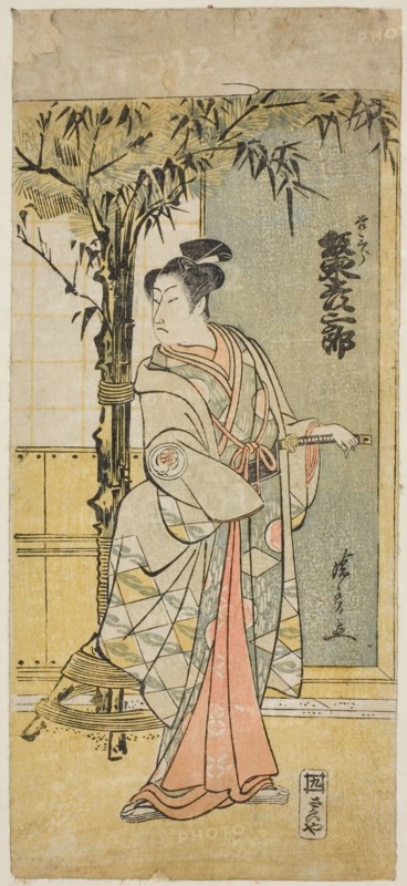 The Actor Bando Hikosaburo III as Kichisaburo in the play "Junshoku Edo Murasaki,"..., 1779. Creator: Torii Kiyonaga.