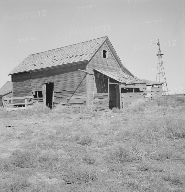 Possibly: Close-up view of abandoned dry land farmhouse in Columbian Basin, Washington, 1939. Creator: Dorothea Lange.