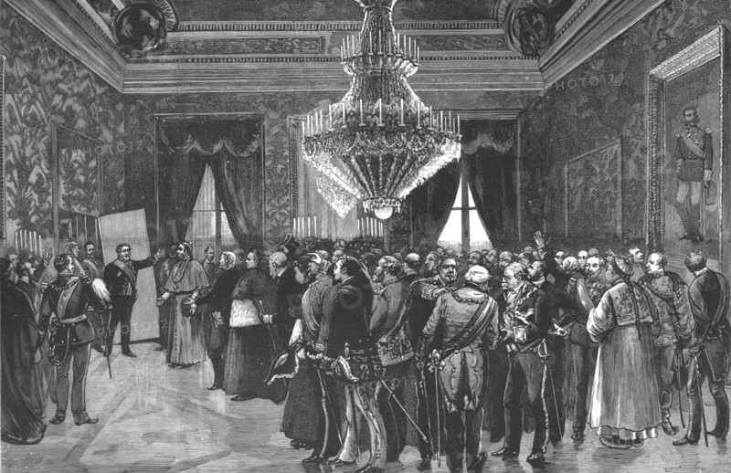 ''His Excellency the President of the Ministerial Council announcing the birth of...',1886. 1890. Creator: Unknown.