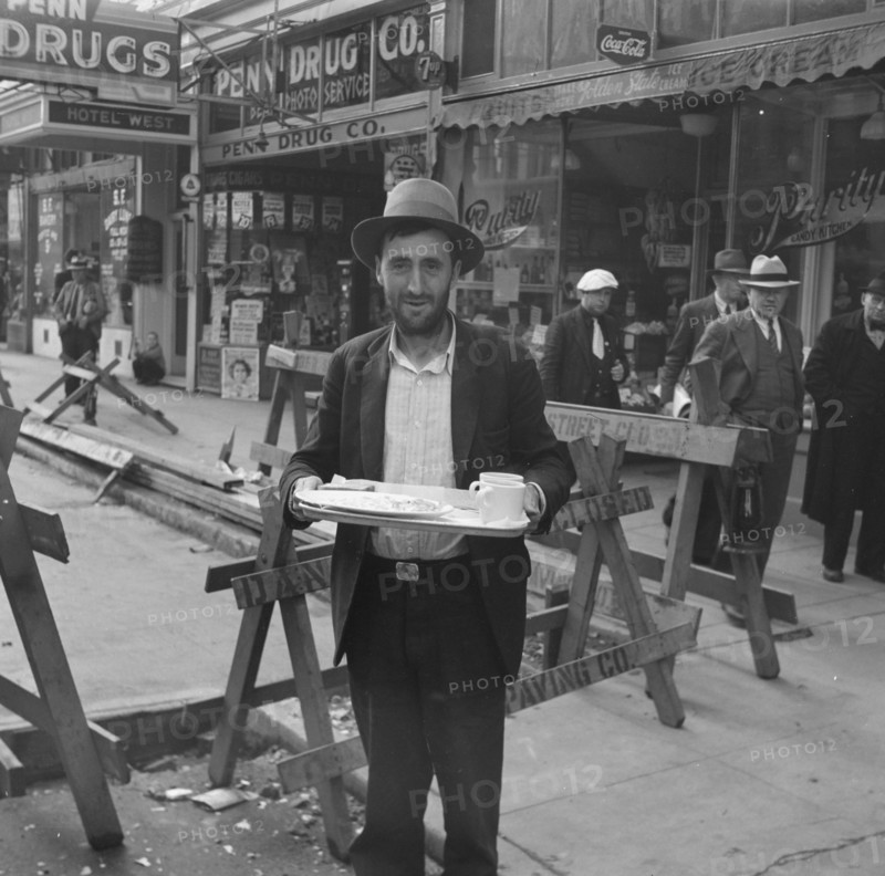 In the neighborhood where the Salvation Army operates, Salvation Army, San Francisco, CA , 1939. Creator: Dorothea Lange.