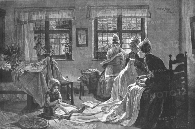 ''" Needlework"; Poor and content is rich, and rich enough...', , 1890. Creator: Unknown.